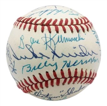 1956 Brooklyn Dodgers Team Signed ONL Giamatti Reunion Baseball With 25 Signatures Including Reese, Koufax & Drysdale (Beckett)
